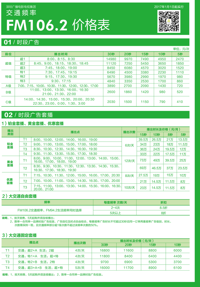 深圳交通广播广告刊例价